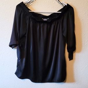 Silky Black Off the Shoulder Blouse Medium